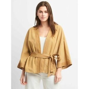 GAP LIMITED EDITION WOMENS TAN LEATHER SUEDE KIMONO STYLE JACKET SIZE SMALL  B1